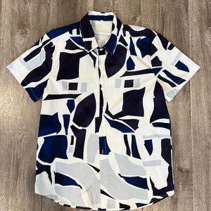 ASOS - Blue Patterned Short-Sleeve Shirt
